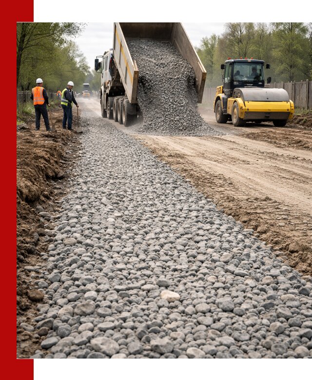 Доставка щебня для отсыпки дорог в Курске высокого качества