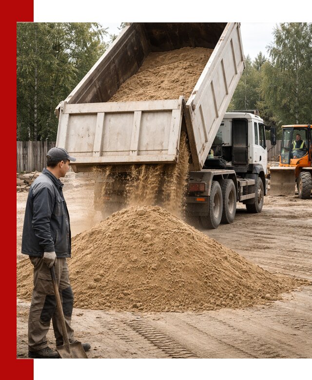 Доставка и продажа песка с разгрузкой в Курске
