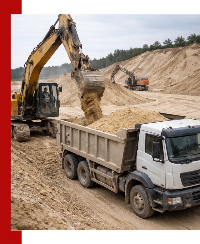 Доставка карьерного песка с самосвалами и разгрузкой в Курске