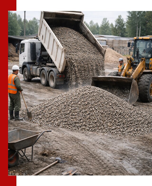 Мытый гравий с доставкой в Курске от карьера до участка