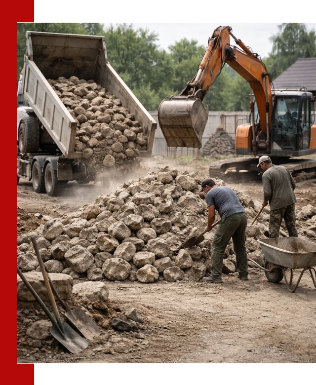 Доставка и разгрузка бутового камня в Курске