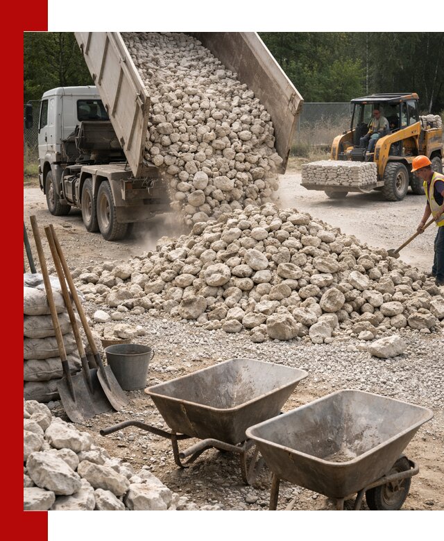 Доставка и продажа бутового известнякового камня в Курске