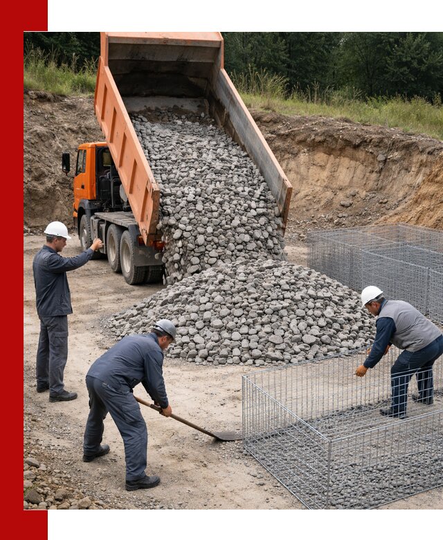 Камень для габионов с доставкой в Курске быстро и надёжно