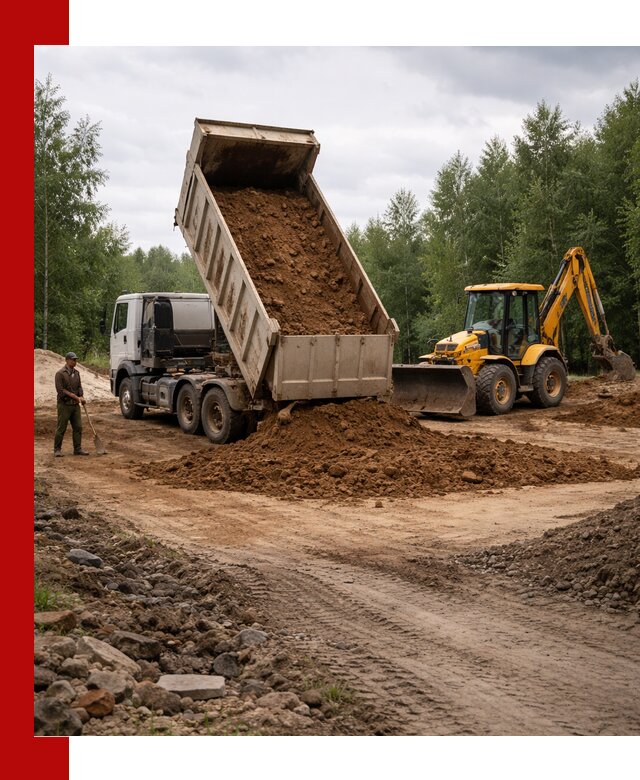 Доставка суглинка самосвалами в Курске подсыпка и планировка