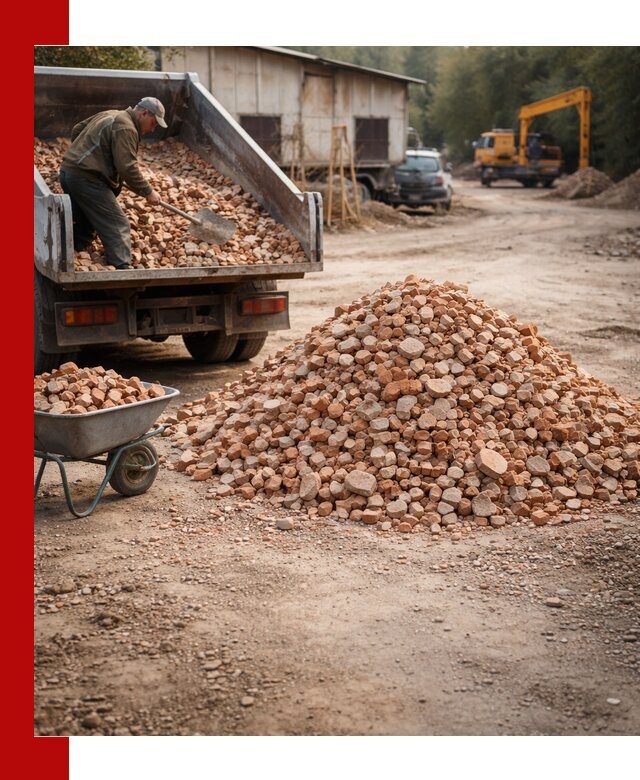 Доставка и подушка из боя кирпича с разгрузкой в Курске