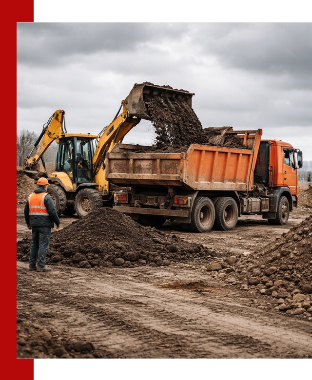 Вывоз грунта и строительного мусора в Курске грузовыми самосвалами