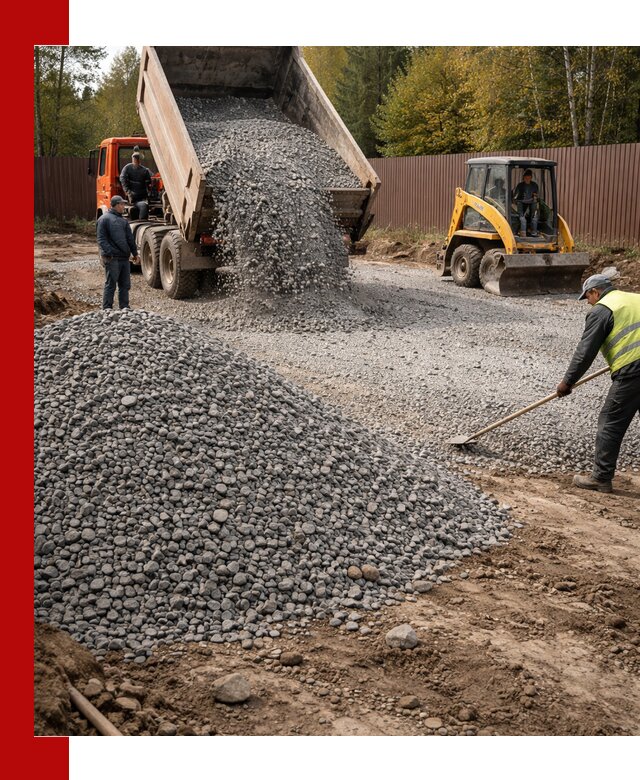 Отсыпка участка щебнем с доставкой и уплотнением в Курске